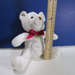 White Bear with Gold Heart Very Soft, Squishable 6.5" tall